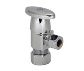 Brass Oval Handle with 1/4 Turn Ceramic Disc Cartridge Valve - Lead Free - Angle (1/2" Compression)